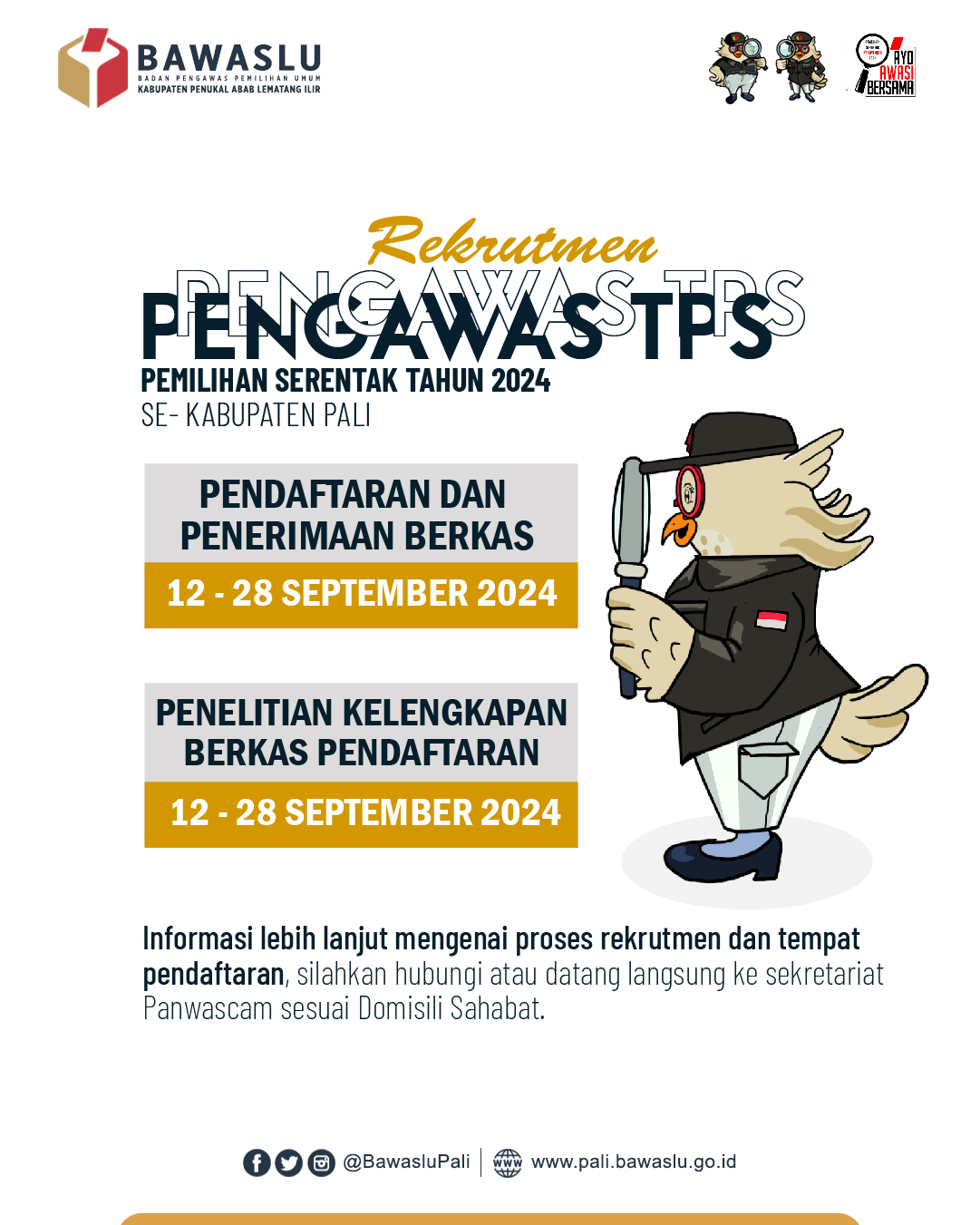 Panwaslu Kecamatan Tanah abang Rekrutmen Pengawas TPS, ada 48 lowong Terbuka Lebar