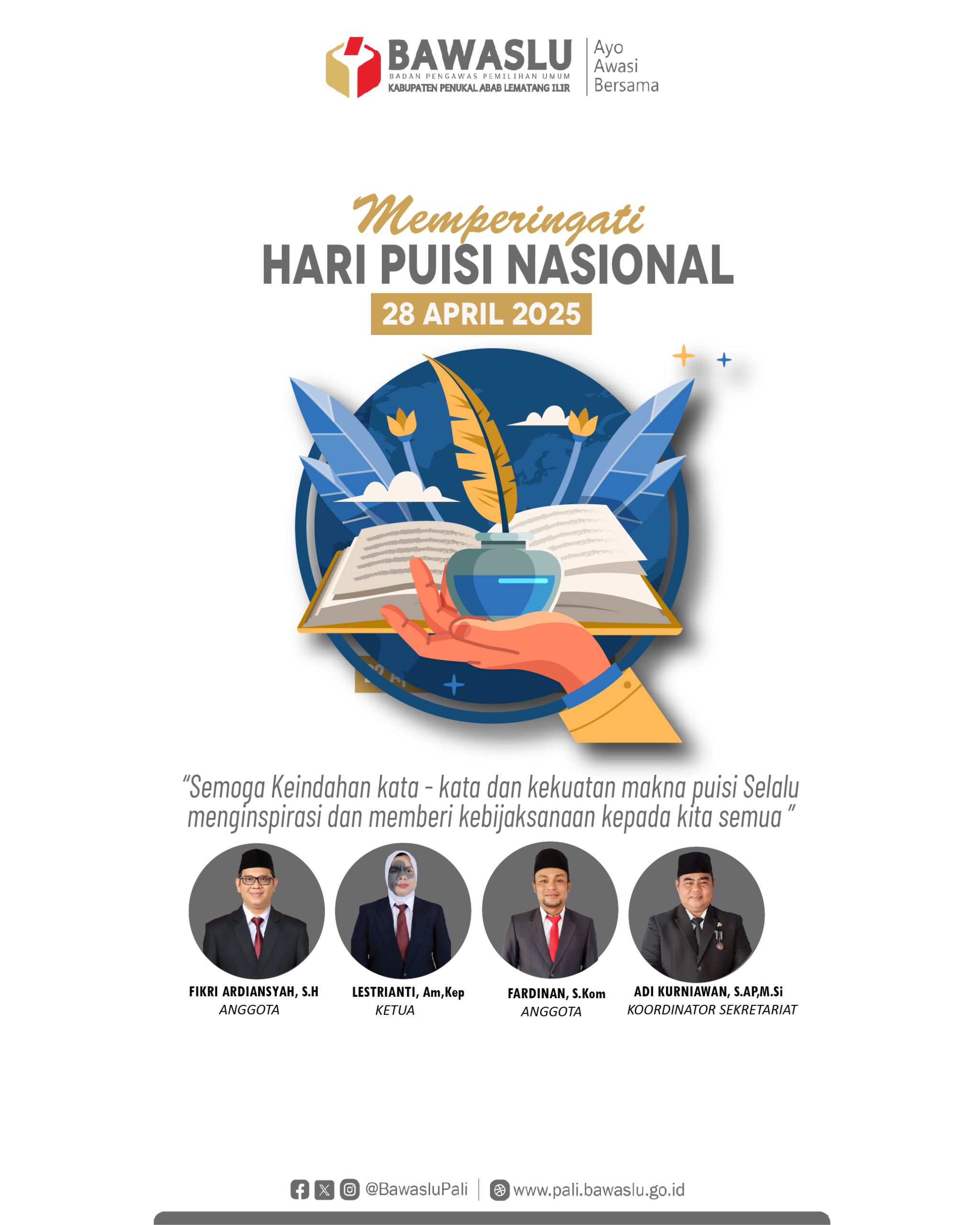 Bawaslu PALI Mengucapkan Selamat Hari Puisi Nasional 