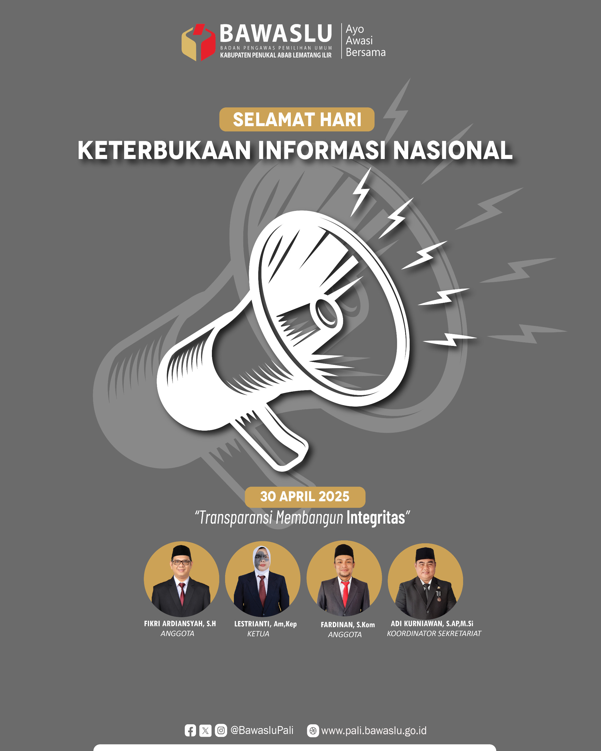 Bawaslu Kabupaten PALI Mengucapkan selamat hari keterbukaan Informasi Nasional