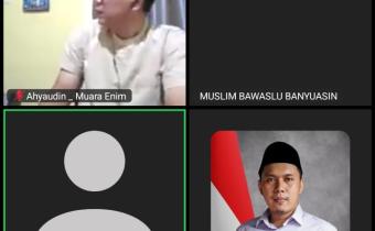 Kehumasan Bawaslu PALI mengikuti Zoom Bersama Bawaslu Provinsi, tentang pemantauan  pemberitaan di media sosial