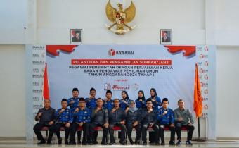 Bawaslu PALI bersama Bawaslu se Provinsi Sumatera Selatan  Hadiri Pelantikan Nasional PPPK Tahap I Tahun 2024 Secara Virtual